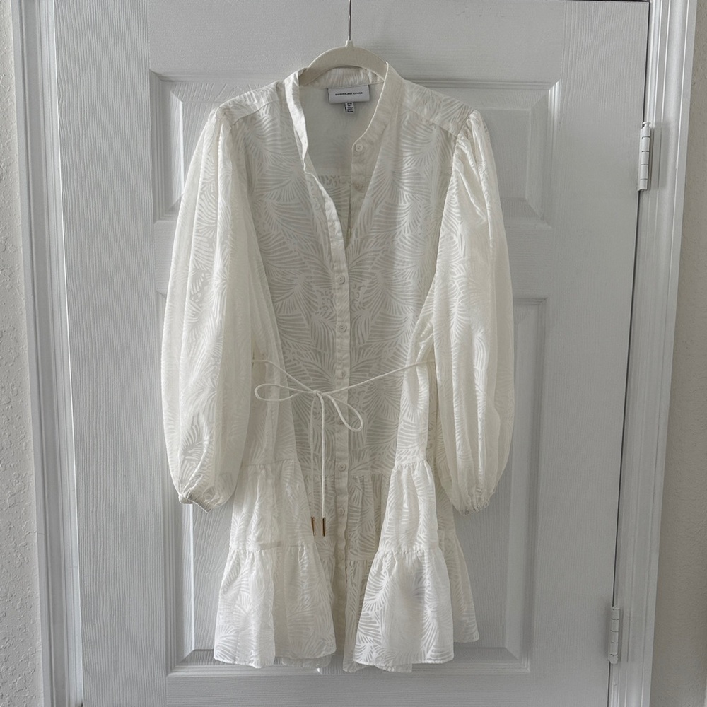 White Button-Front Babydoll Dress